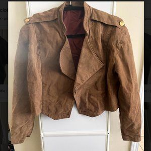 Thrifted Cropped Suede Jacket